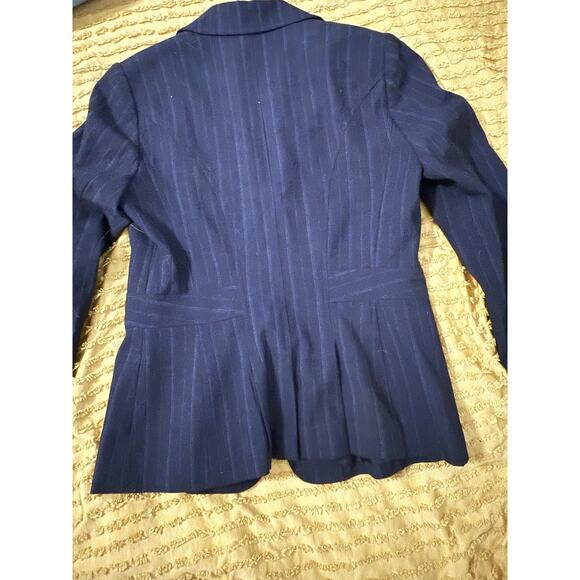Women’s Navy Blue Striped Blazer Dress Suit Jacket Apt9 Stretch Size 6 - Picture 7 of 13